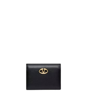 Bold VLogo Flap French Wallet in Nero