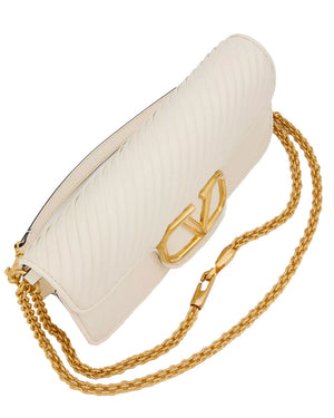 Locó Pleated Nappa Shoulder Bag in Ivory