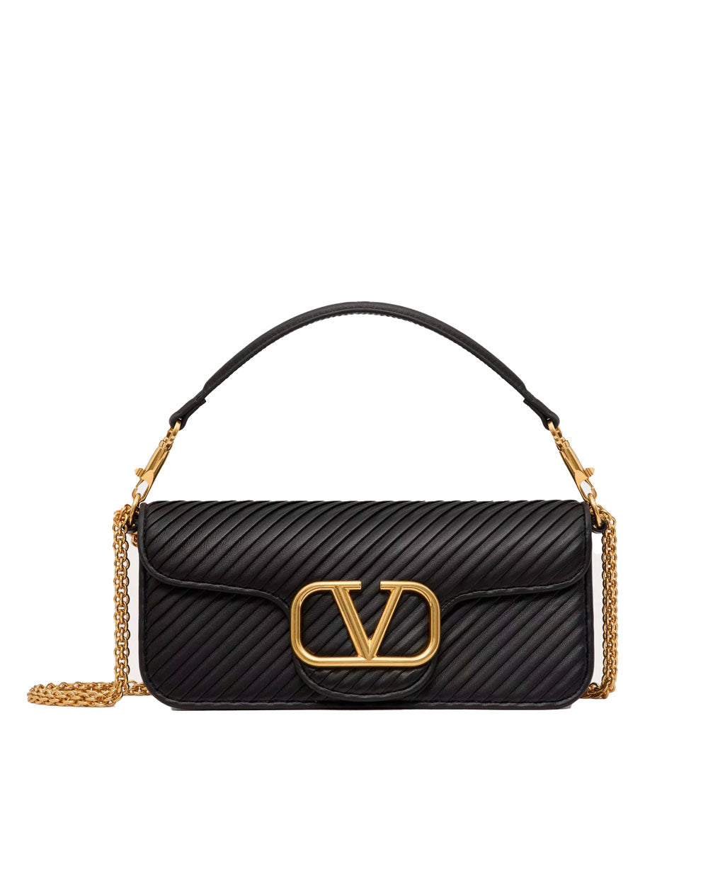 Loco Pleated Nappa Shoulder Bag in Nero