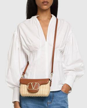 Loco VLogo Straw Shoulder Bag in Selleria