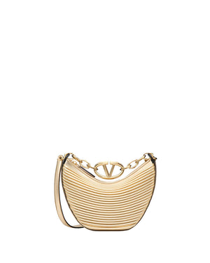 Mini Moon VLogo Hobo Bag in Mekong Gold