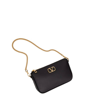 Mini VLogo Signature Calfskin Crossbody Bag in Nero