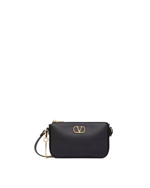 Mini VLogo Signature Calfskin Crossbody Bag in Nero