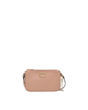 Mini VLogo Signature Calfskin Crossbody Bag in Rose Cannelle