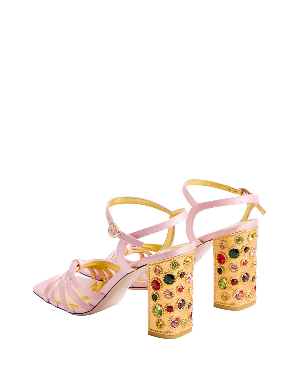 Preshoes Crystal Satin Sandal in Multicolor and Rose