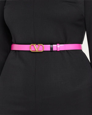 Reversible VLogo 20mm Signature Belt in Pink and Nero