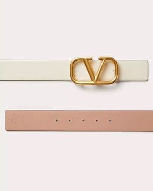 Reversible VLogo Signature 40mm Belt in Light Ivory and Rose