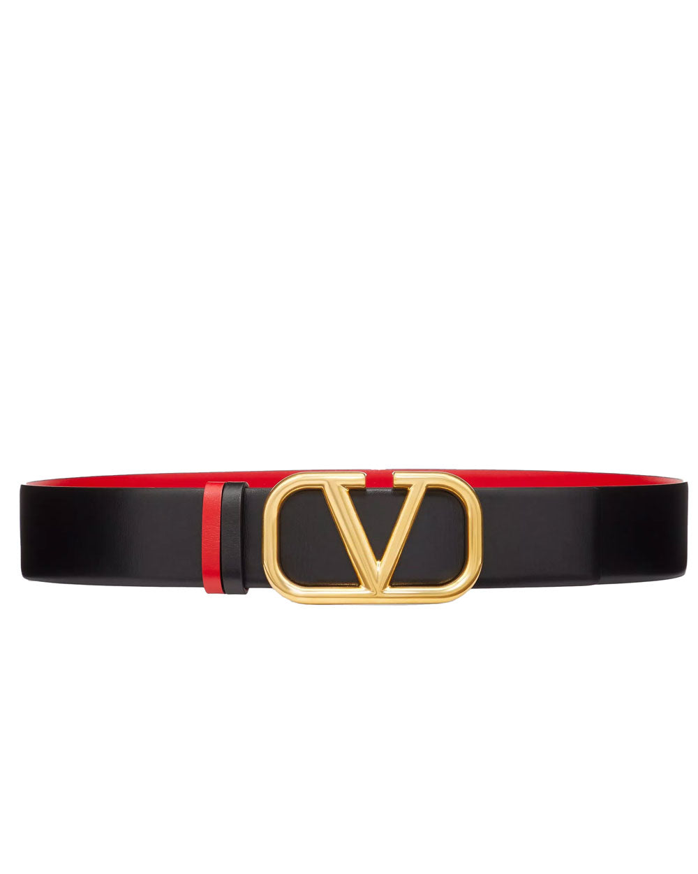 Reversible VLogo Signature 40mm Belt in Nero and Rouge