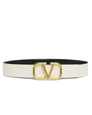 Reversible VLogo Signature 40mm Belt in Light Ivory and Black