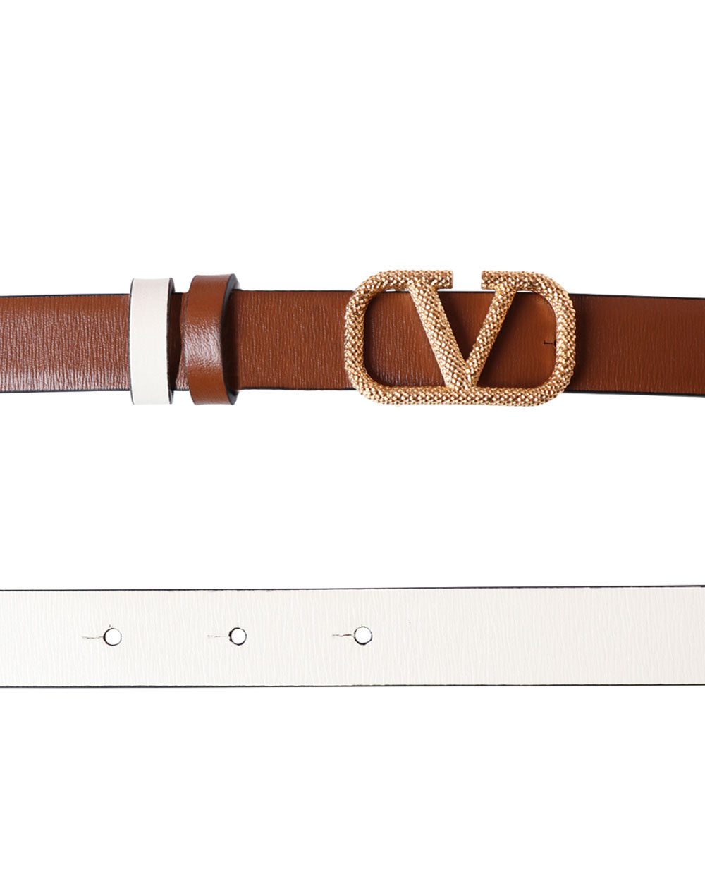 Revesible VLogo Belt 20mm Belt in Tobacco and Ivory