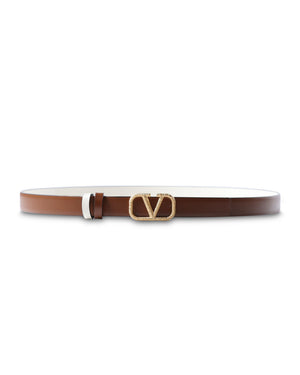 Revesible VLogo Belt 20mm Belt in Tobacco and Ivory