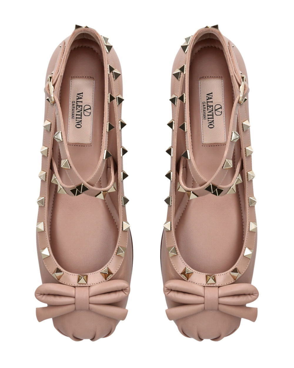 Rockstud Ankle Strap Ballet Flat in Rose Cannelle