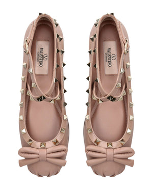 Rockstud Ankle Strap Ballet Flat in Rose Cannelle