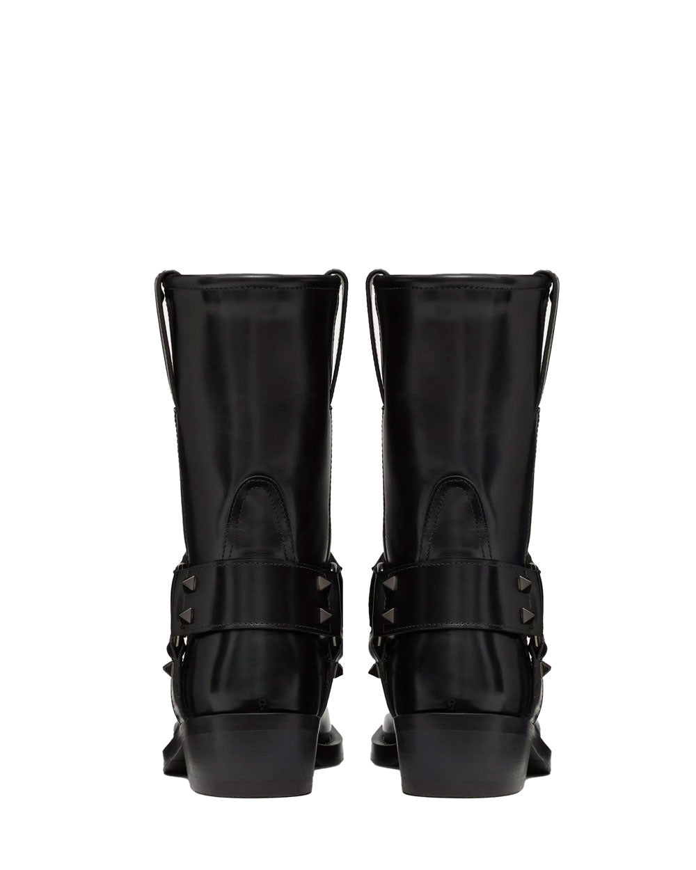 Rockstud Calfskin Biker Boot in Nero