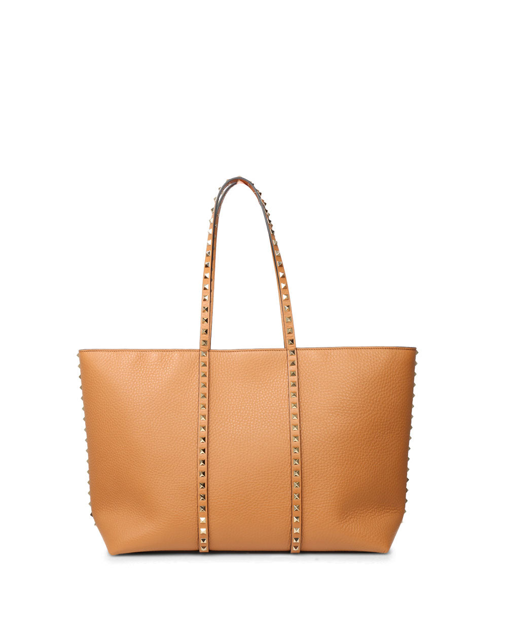 Rockstud Leather Tote in Almond Beige