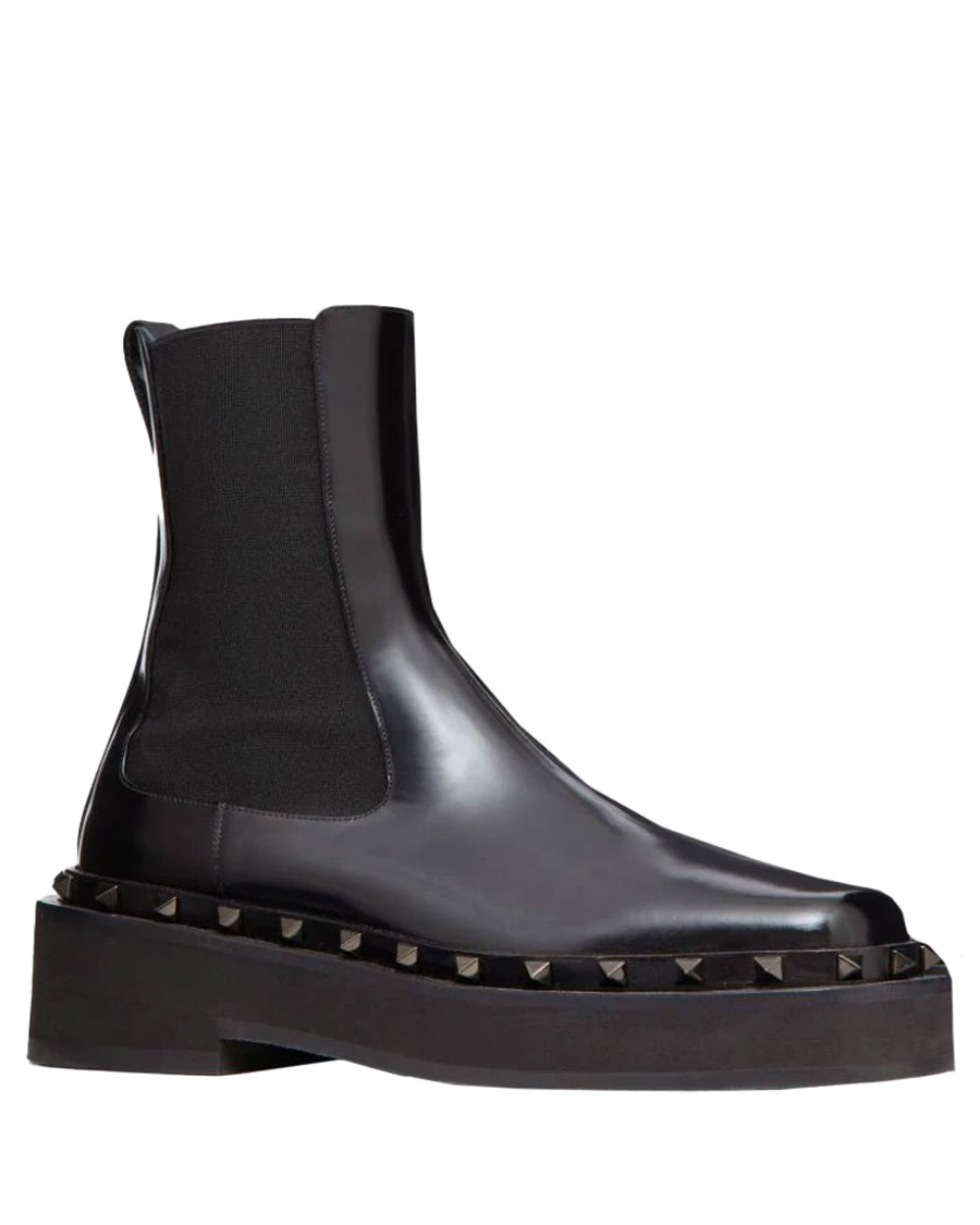 Rockstud M-Way Beatle Leather Boots in Nero
