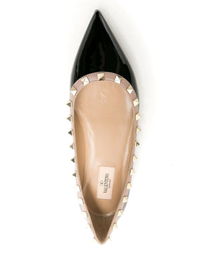 Rockstud Patent Ballernia Flat in Black and Poudre