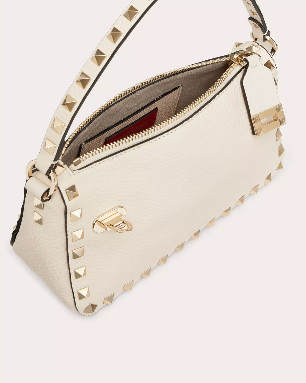 Small Rockstud Shoulder Bag in Light Ivory