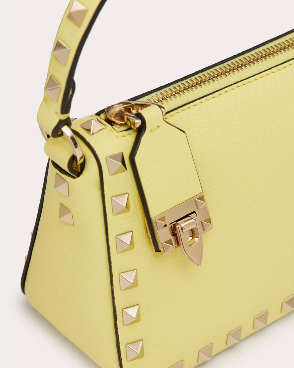 Small Rockstud Shoulder Bag in Pale Yellow