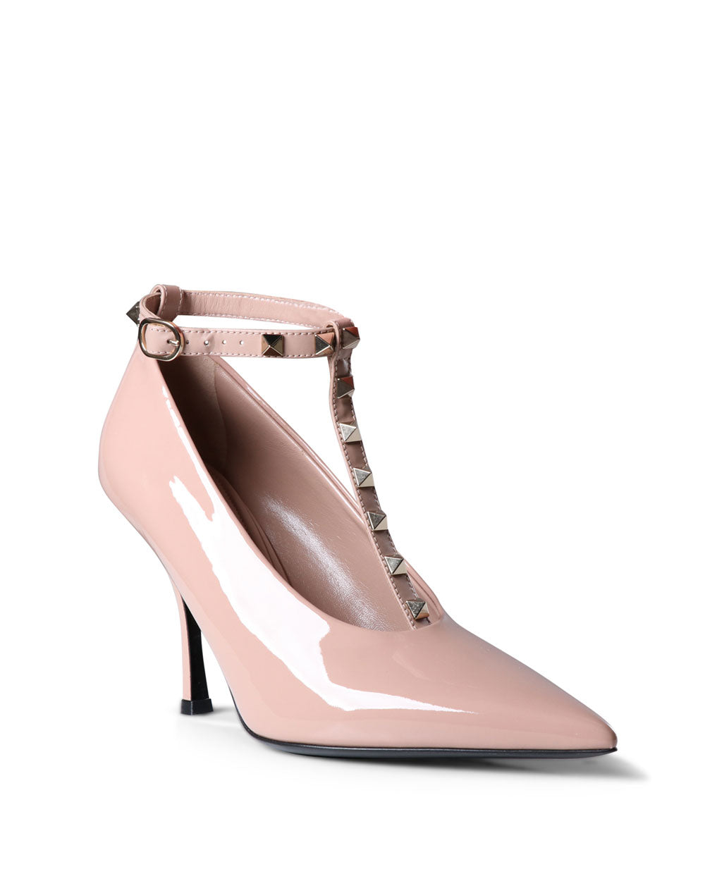 Rockstud Slide Block Heel in Rose Cannelle