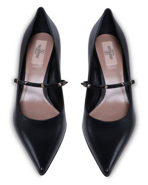 Rockstud Wispy 80mm Mary Jane Pumps in Nero