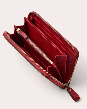Rockstud Zip Around Wallet in Rosso