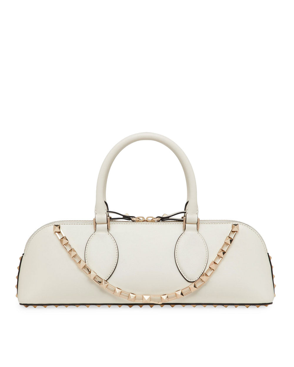 Rockstud Calfskin Handbag for Woman in Ivory