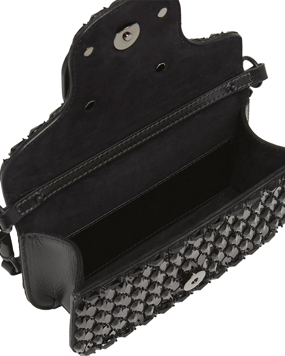 Small Loco Embroidered Sequined Shoulder Bag in Nero Jet