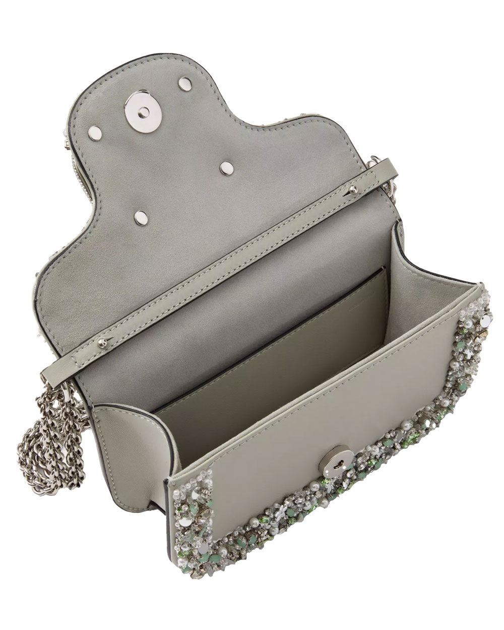 Small Locó Jeweled Shoulder Bag in Crystal Grey