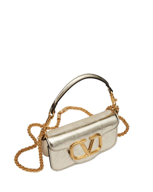 Small Loco Metallic Shoulder Bag in Platinum