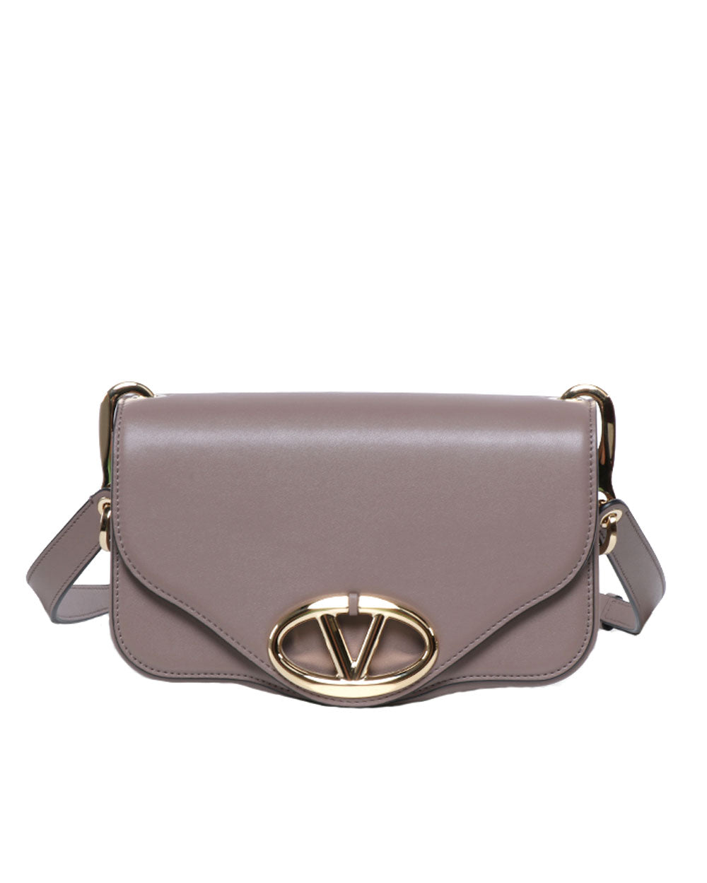 Small Logo Flap Shoulder Bag in Clay