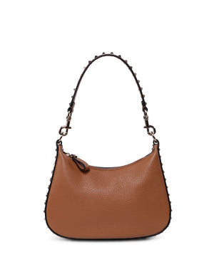 Small Rockstud Hobo Bag in Almond Beige