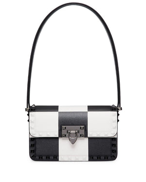Small Rockstud Shoulder Bag in Chess Print