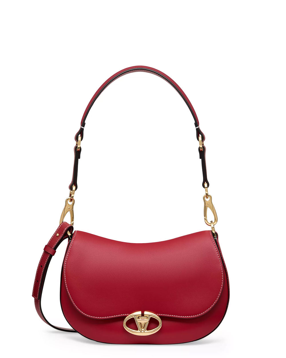 Small VLogo Saddle Bag in Rosso