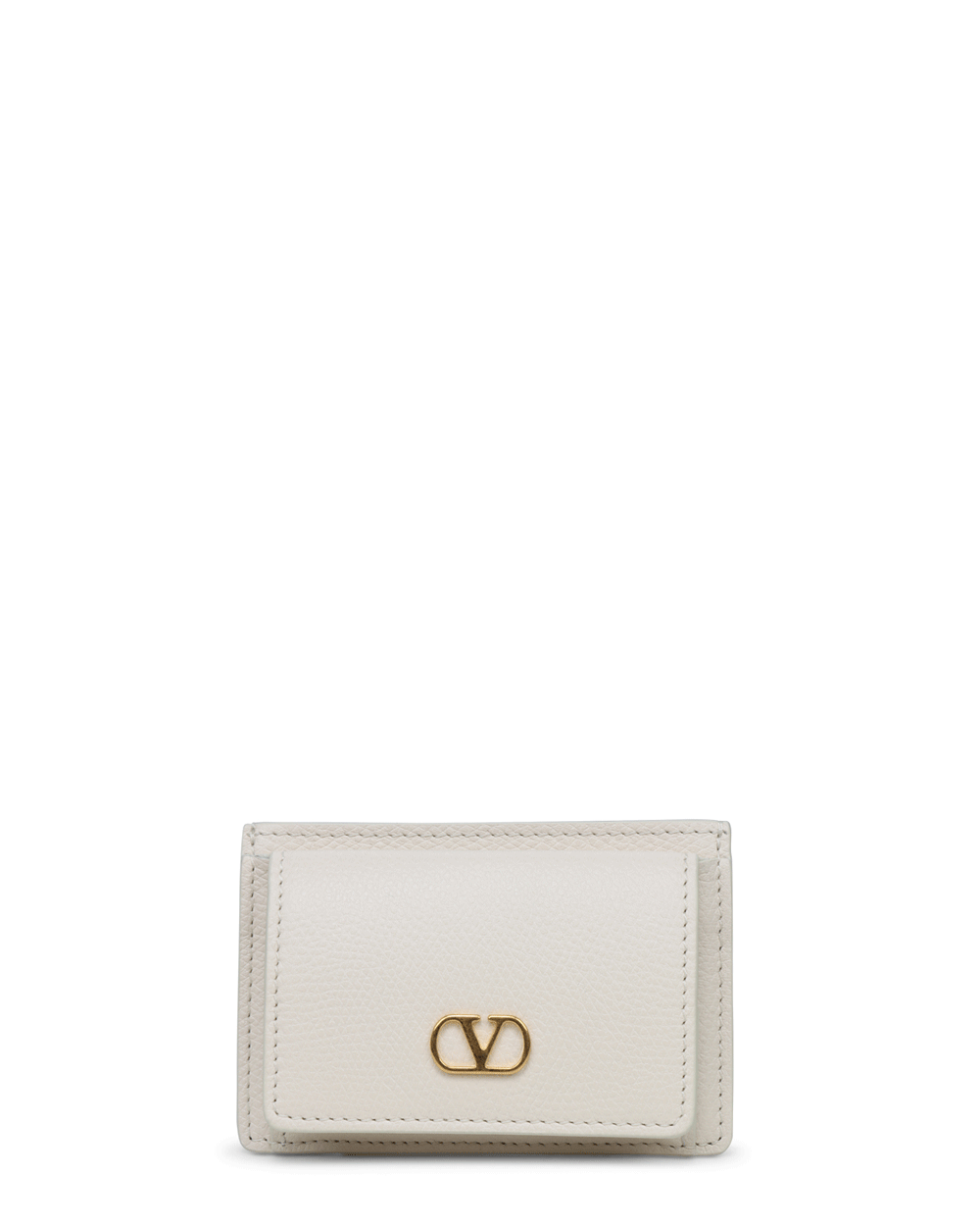 VLogo Coin and Card Case in Light Ivory