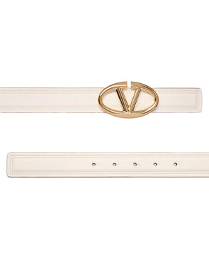 VLogo Moon Reversible Belt in Ivory and Mauve