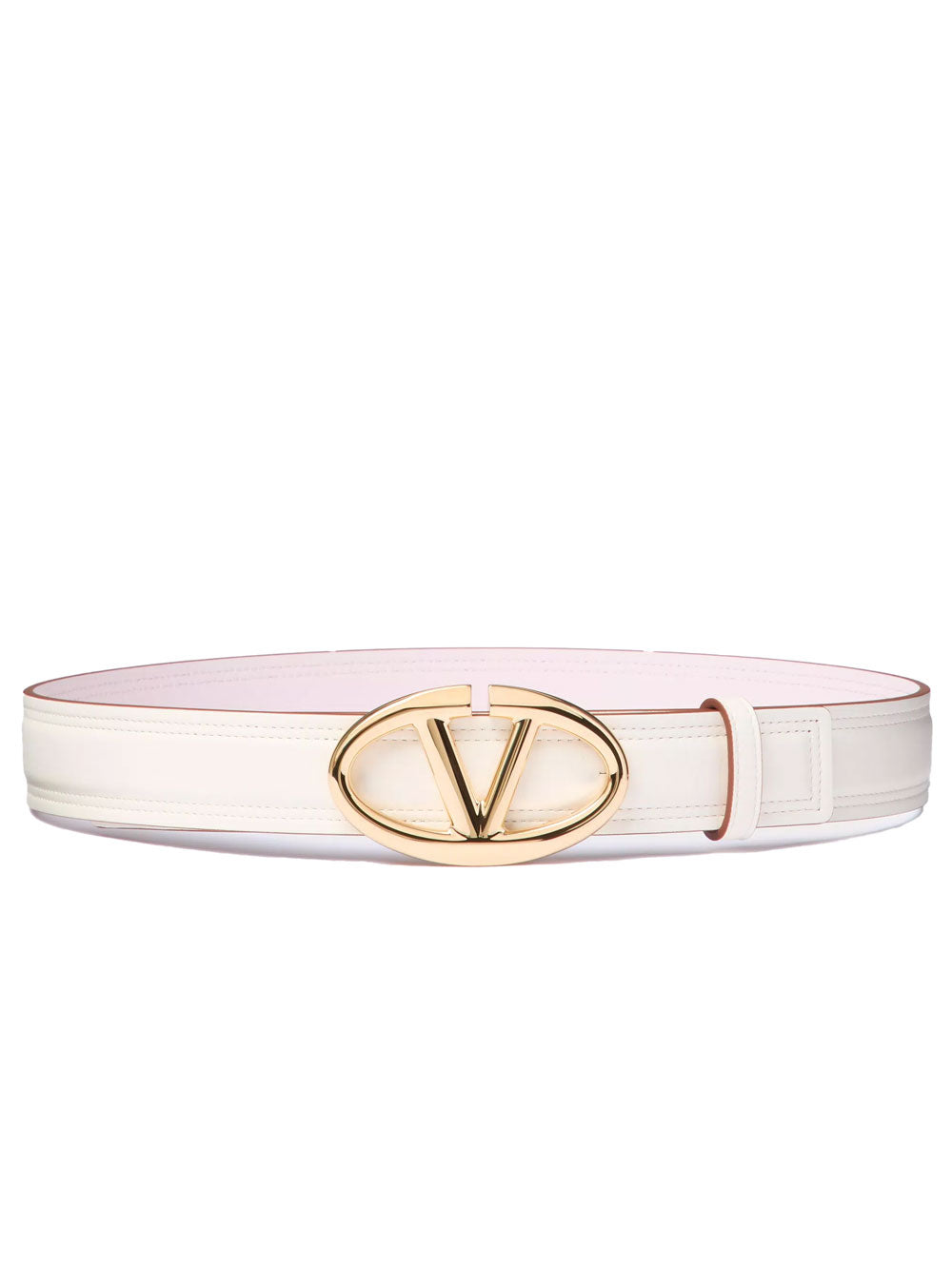 VLogo Moon Reversible Belt in Ivory and Mauve