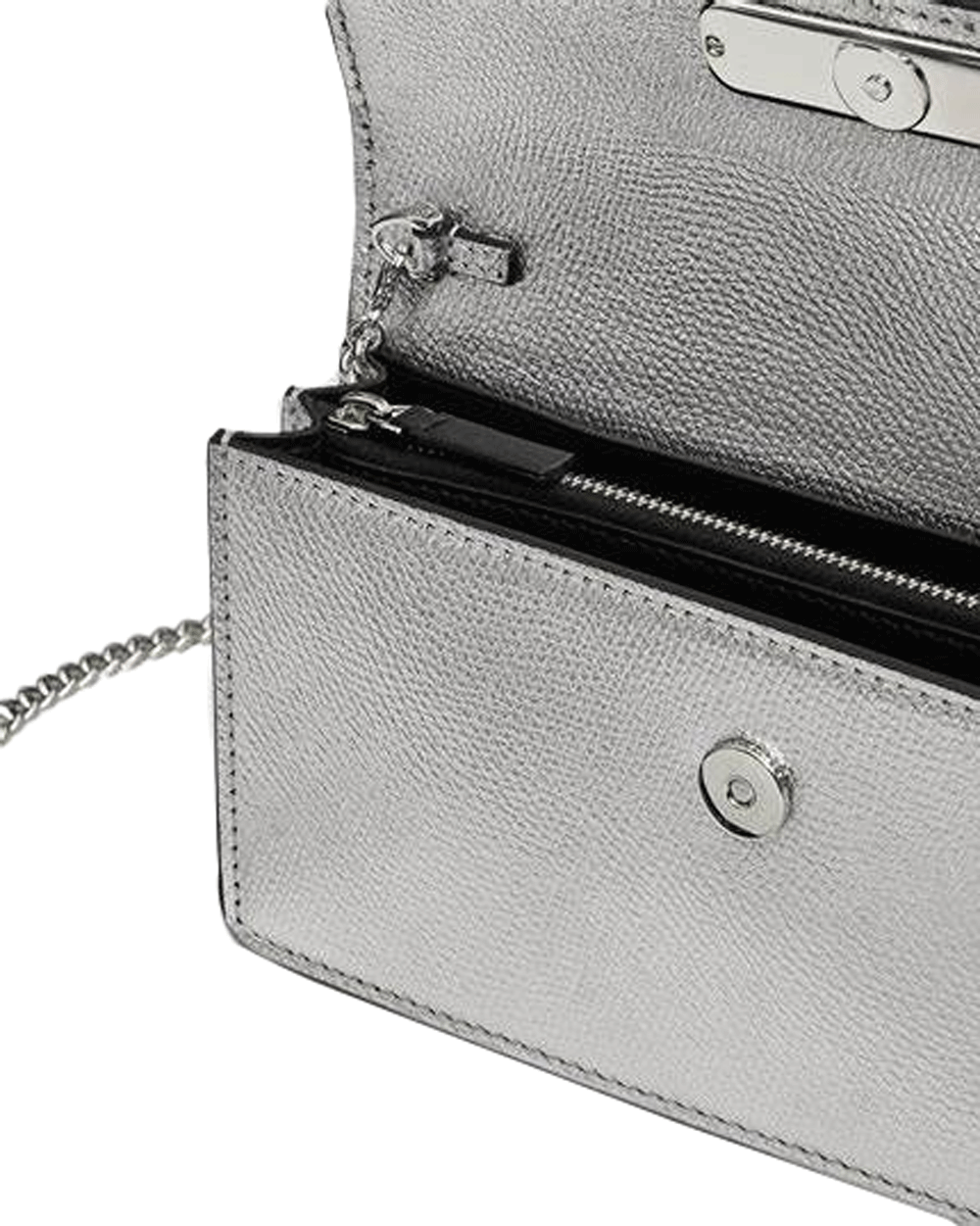 VLogo Signature Leather Wallet on Chain in Platino