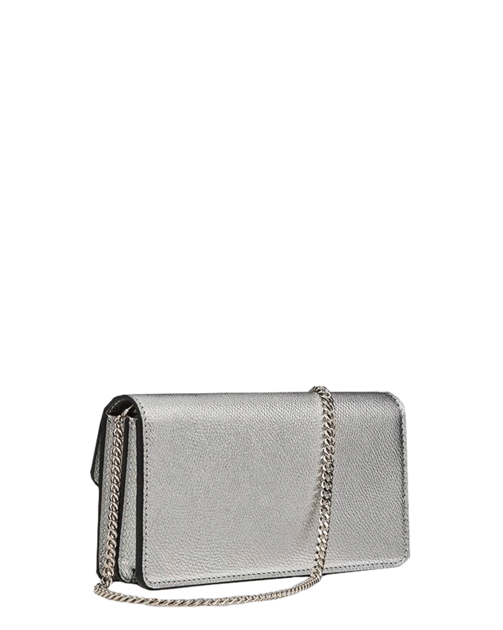 VLogo Signature Leather Wallet on Chain in Platino