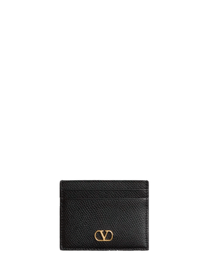 VLogo Signature Soft Grain Card Case in Nero