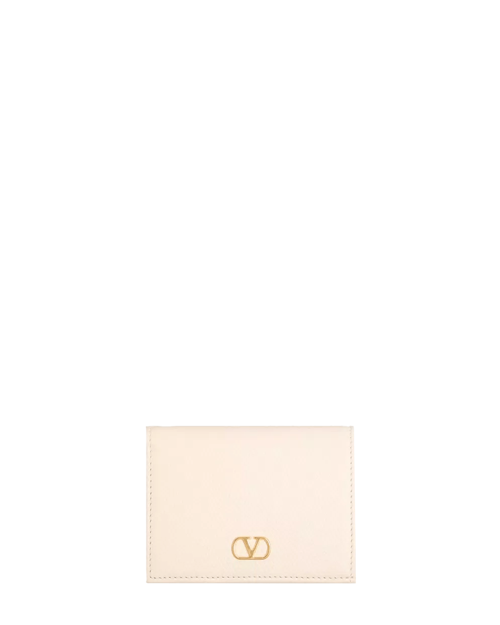 VLogo Signature Soft Grain Wallet in Light Ivory