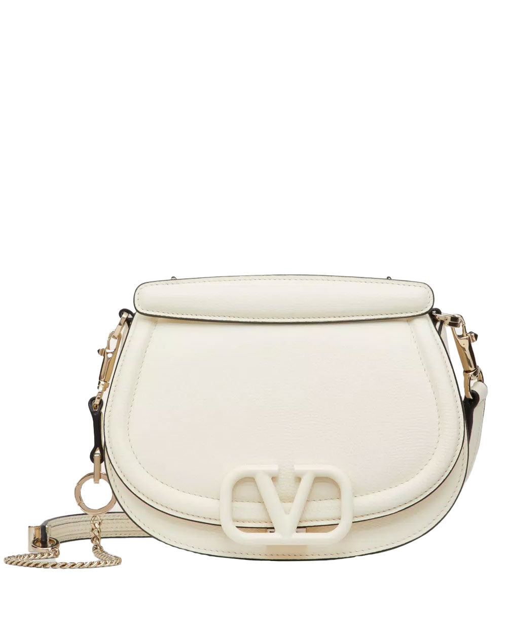 Valentino Vsling Saddle Bag in Light Ivory
