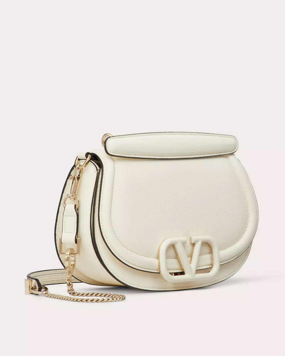 Valentino Garavani Supervee Ivory Leather Crossbody Bag Small
