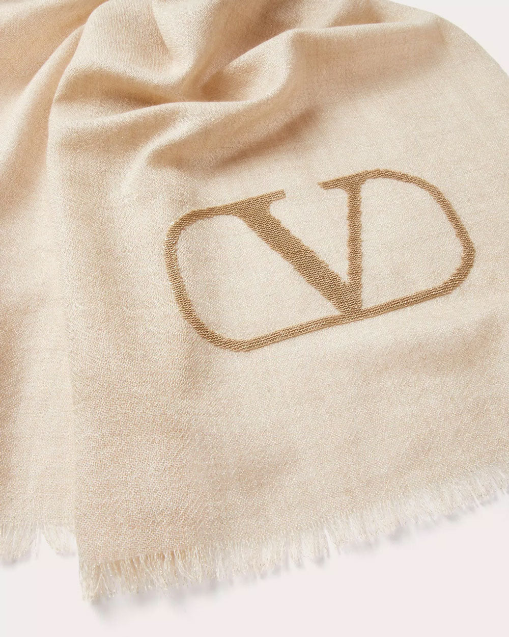 Vlogo Signature Cashmere and Silk Shawl in Camel