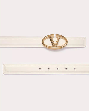 VLogo Moon Reversible Belt in Ivory and Mauve
