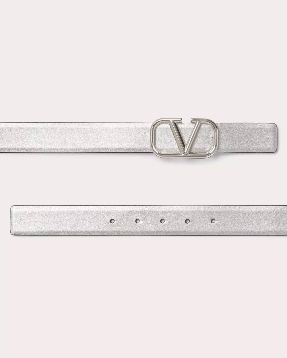 Vlogo Signature Reversible Belt in SIlver and Opal Grey