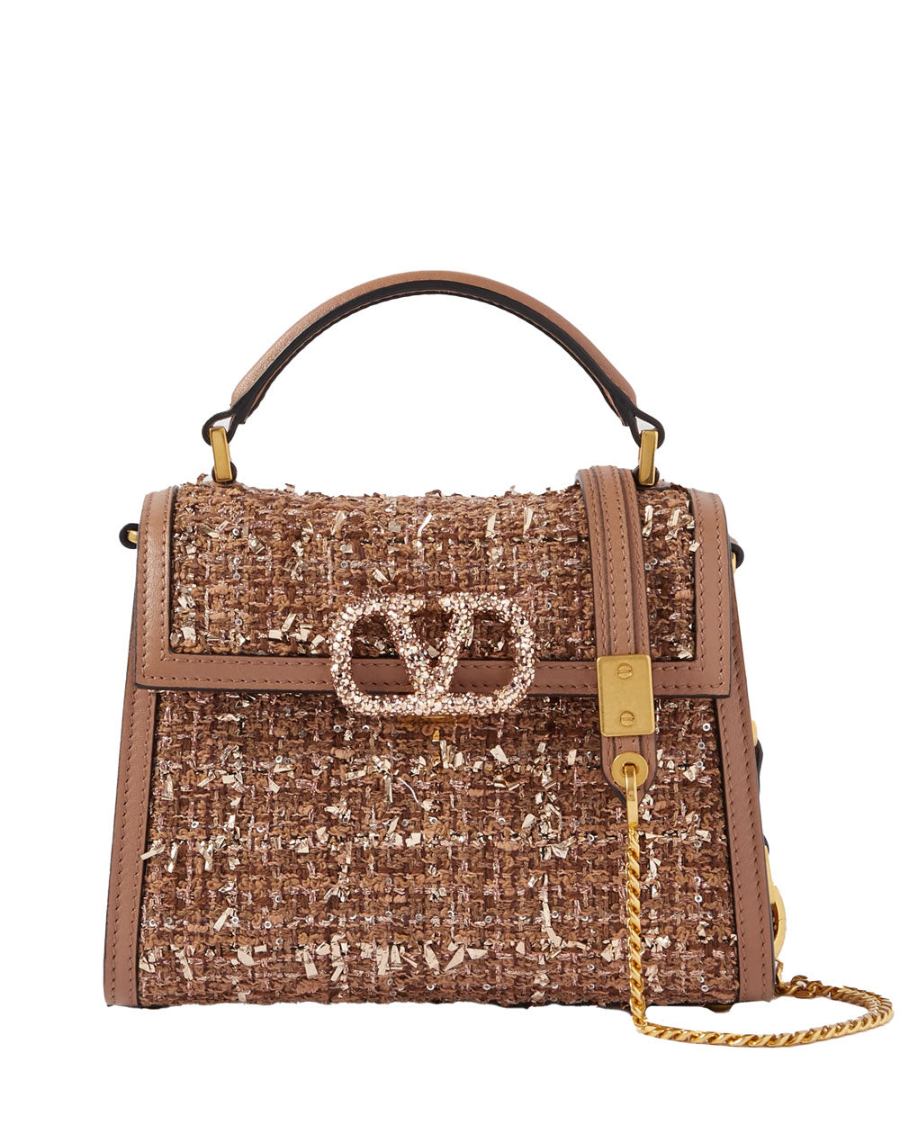 Vsling Mini Top Handle Bag in Beige and Taupe