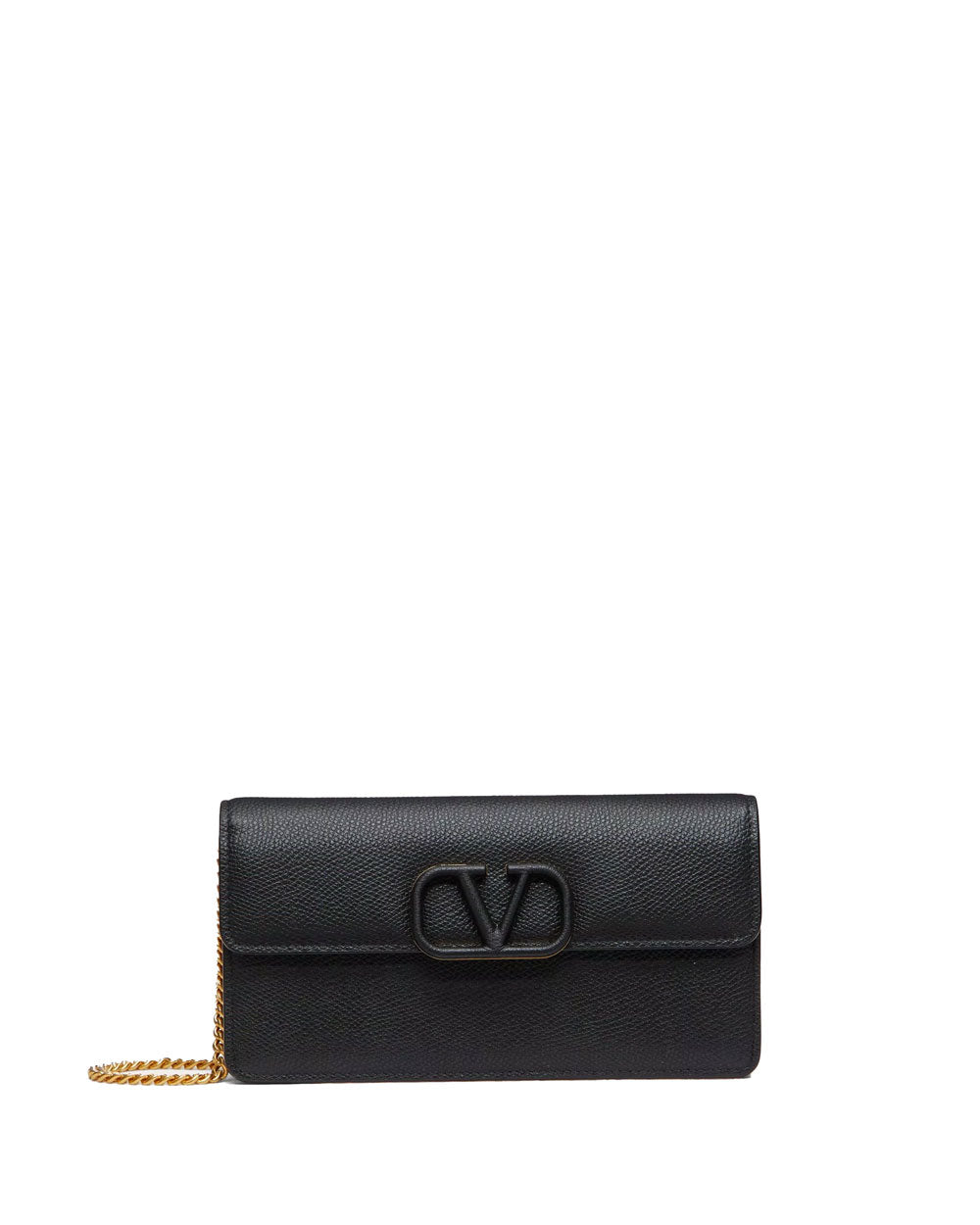 Shop Valentino Garavani VLogo Patent Leather Wallet-On-Chain