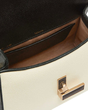 Mini Iside Top Handle Bag in Pergamena White and Black