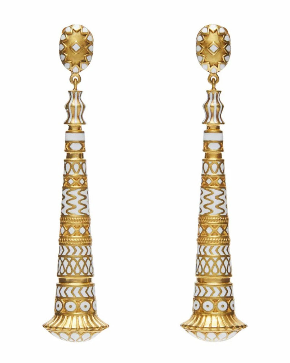 Jodha Bai Meenha White Enamel Earrings